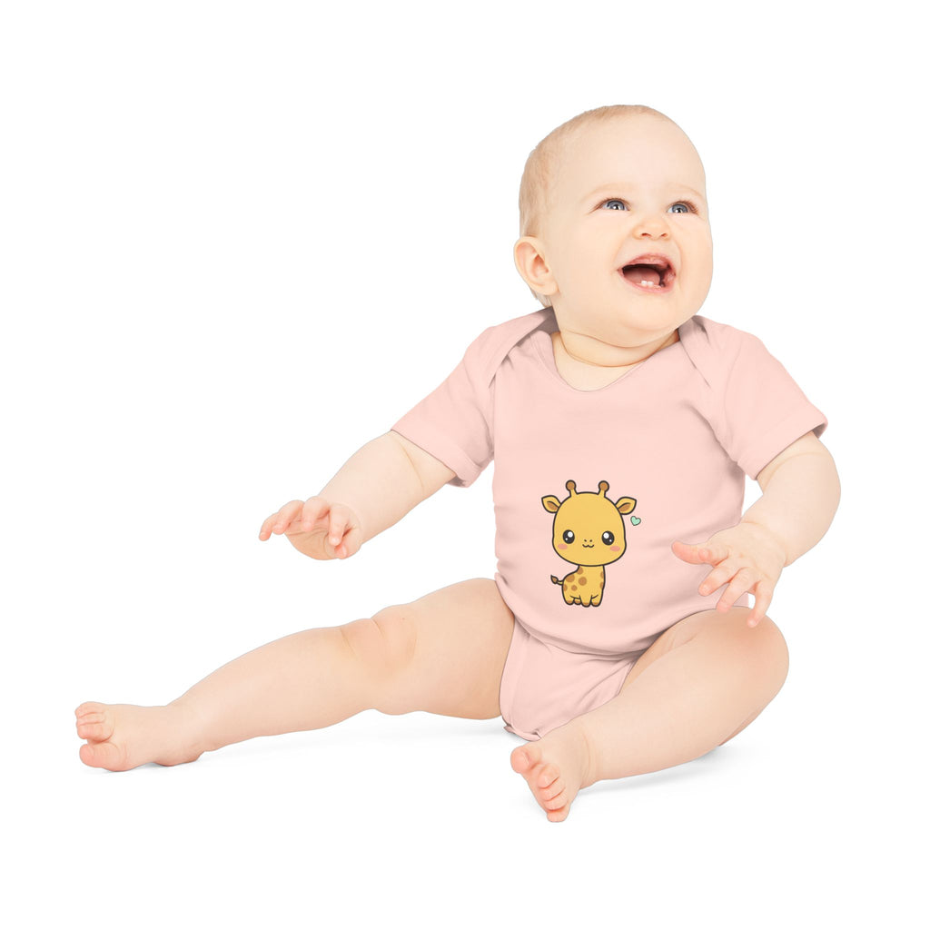 Cute Giraffe Baby Bodysuit - Organic Short Sleeve Onesie for Newborns