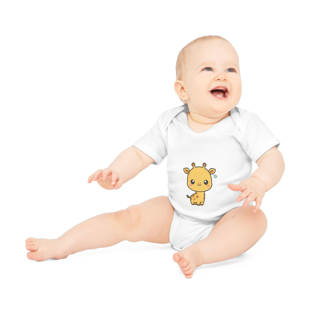 Cute Giraffe Baby Bodysuit - Organic Short Sleeve Onesie for Newborns