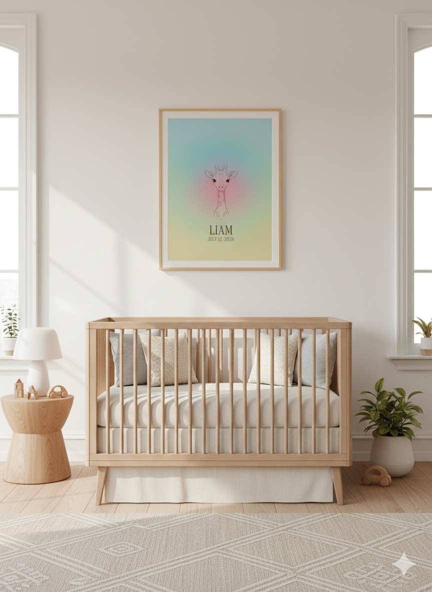 Personalisiertes Giraffenposter Kinderzimmer